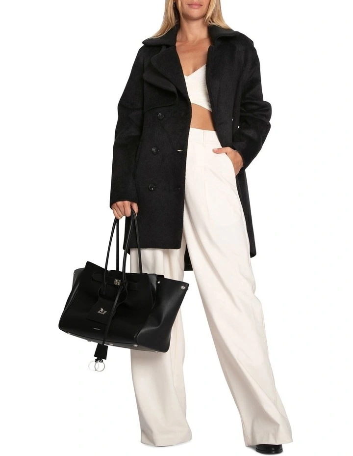 Wanna Be Loved Wool Blend Peacoat in Black image 6