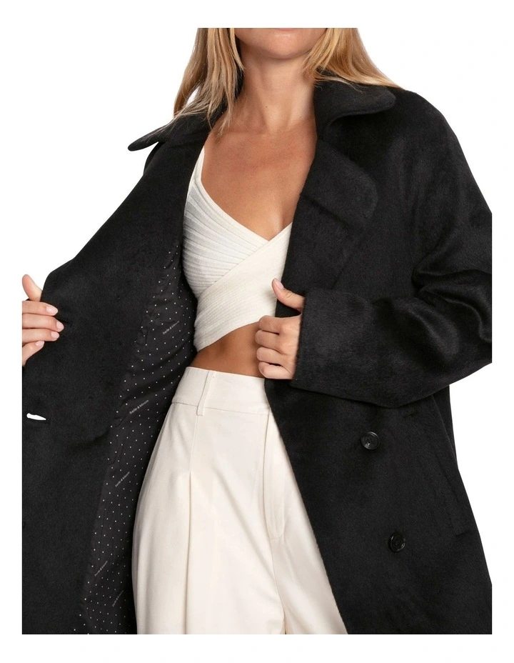 Wanna Be Loved Wool Blend Peacoat in Black image 7