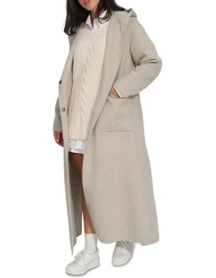 Walk My Way Maxi Coat in Pale Oat