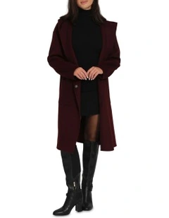 Walk This Way Wool Blend Oversized Coat in Burgundy