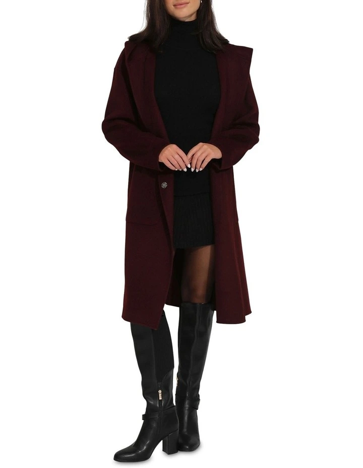 Walk This Way Wool Blend Oversized Coat in Burgundy image 1