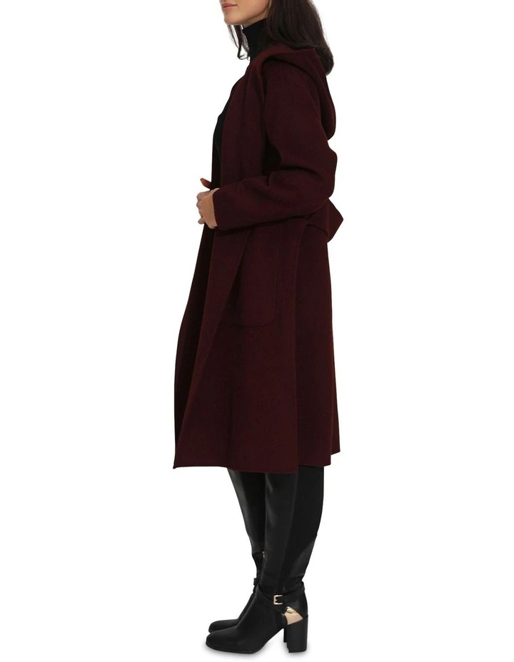 Walk This Way Wool Blend Oversized Coat in Burgundy image 2