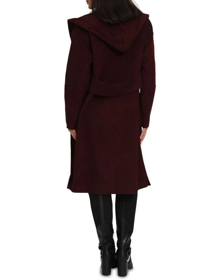 Walk This Way Wool Blend Oversized Coat in Burgundy image 3