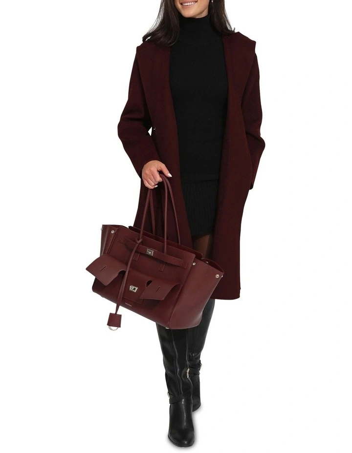 Walk This Way Wool Blend Oversized Coat in Burgundy image 4