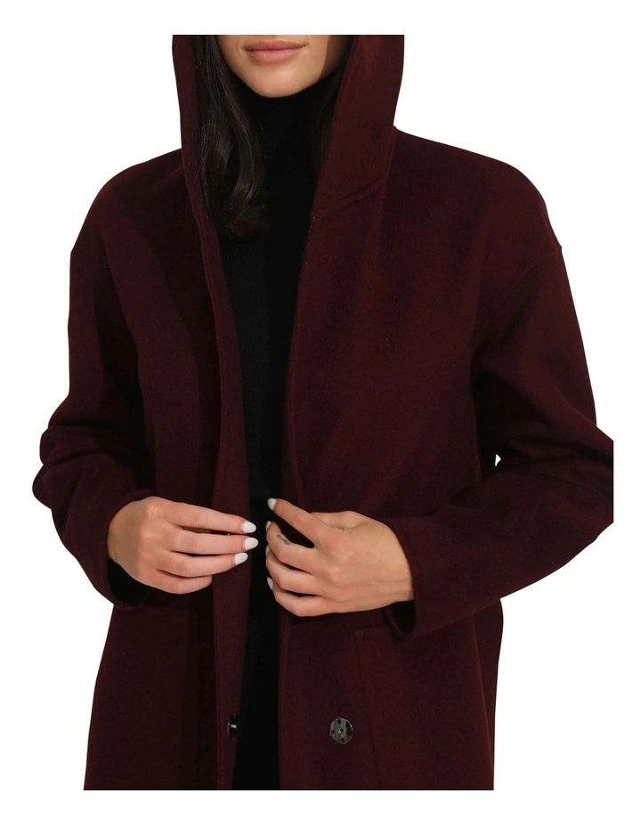 Walk This Way Wool Blend Oversized Coat in Burgundy image 5