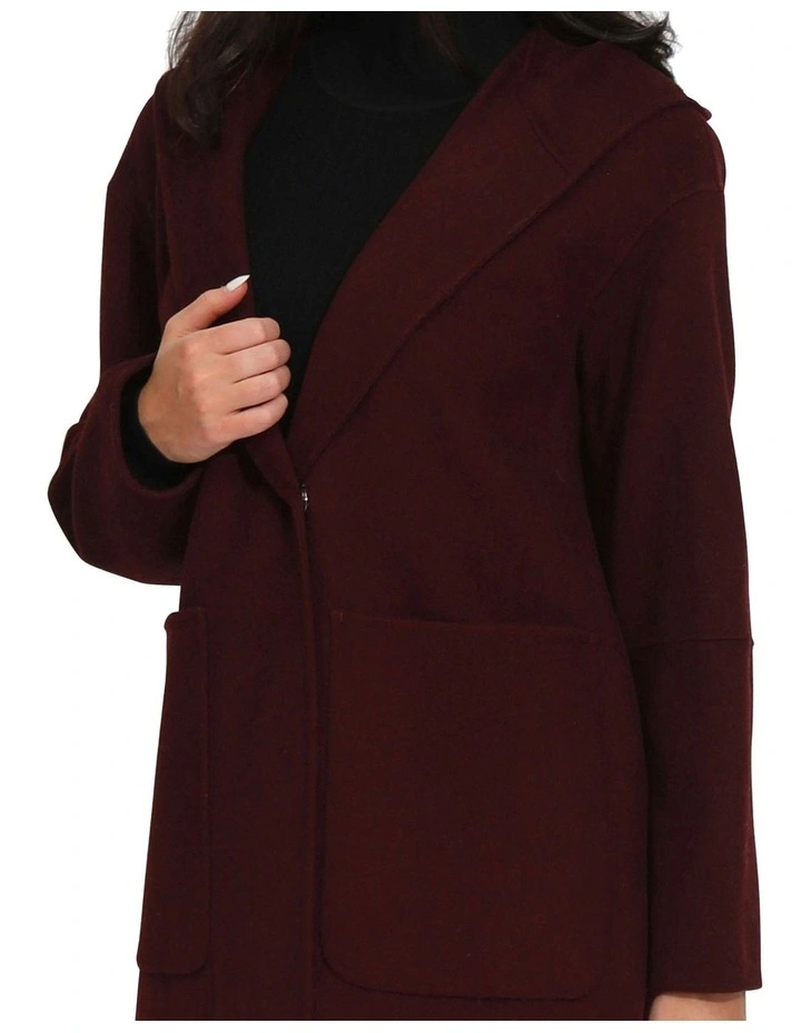 Walk This Way Wool Blend Oversized Coat in Burgundy image 6