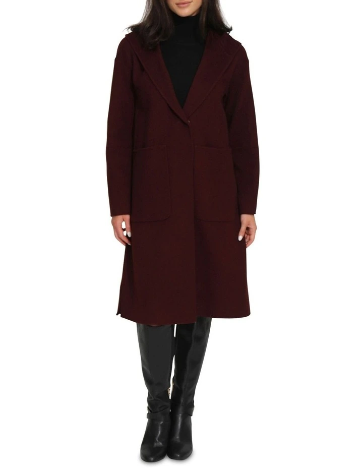 Walk This Way Wool Blend Oversized Coat in Burgundy image 7