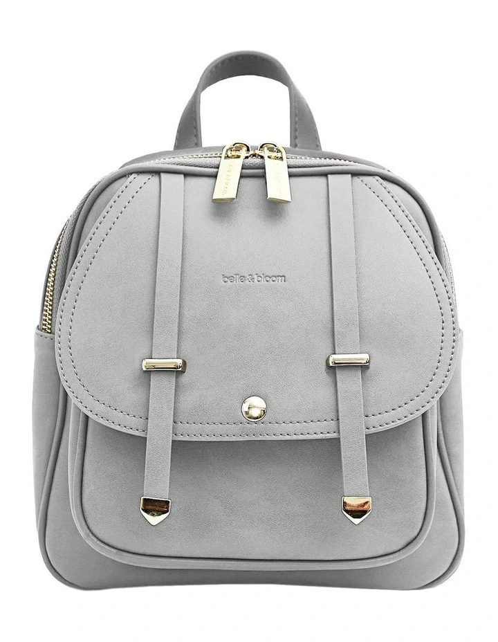 Camila Leather Backpack in Grey image 1