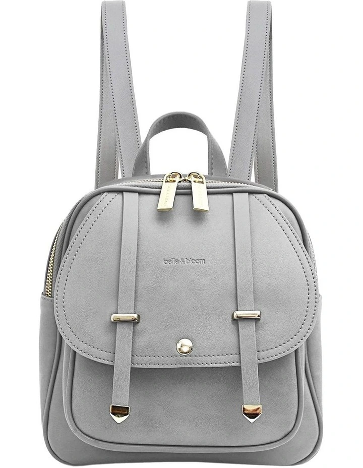 Camila Leather Backpack in Grey image 2