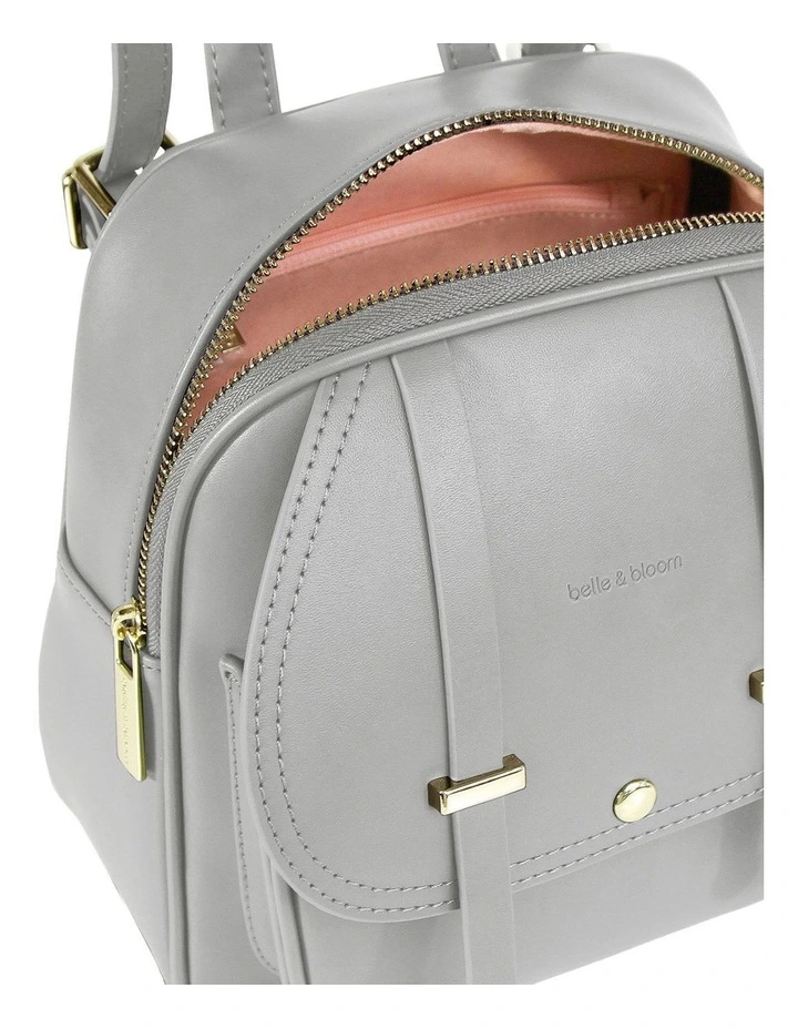 Camila Leather Backpack in Grey image 6