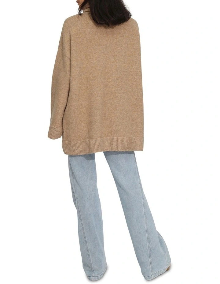 Cuddle Me Oversized Tunic Sweater in Beige image 3