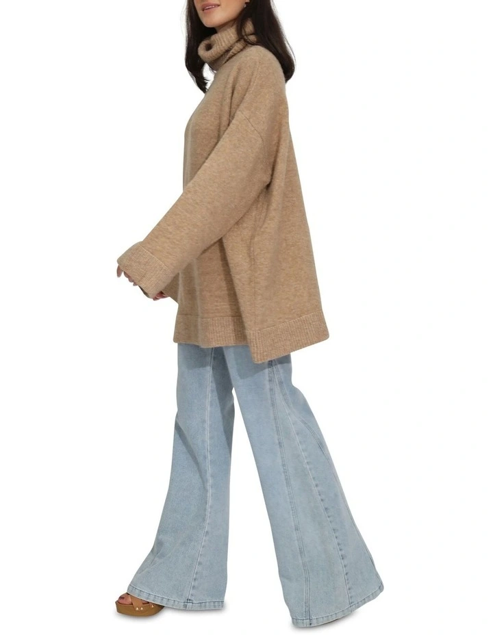 Cuddle Me Oversized Tunic Sweater in Beige image 6