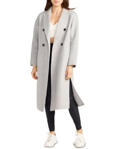Guestlist Oversized Double Breasted Coat in Grey Marle