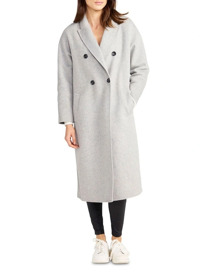 Guestlist Oversized Double Breasted Coat in Grey Marle image 2