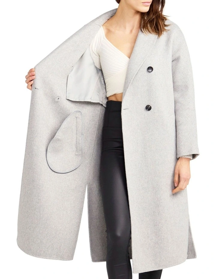 Guestlist Oversized Double Breasted Coat in Grey Marle image 6