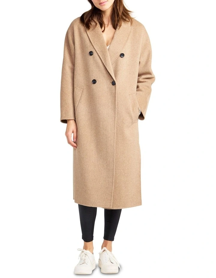 Guestlist Oversized Double Breasted Coat in Oat image 1
