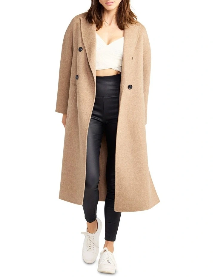 Guestlist Oversized Double Breasted Coat in Oat image 2