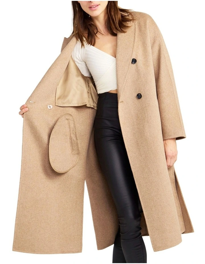 Guestlist Oversized Double Breasted Coat in Oat image 6