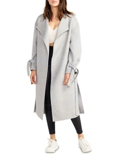 Head Over Heels Collarless Robe Coat in Grey Marle