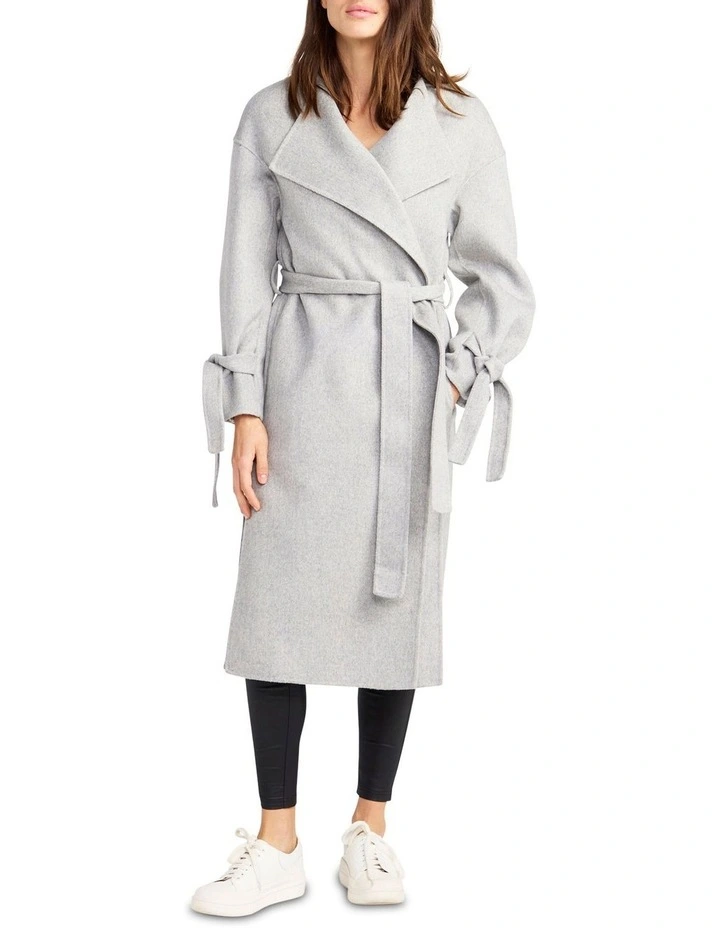 Head Over Heels Collarless Robe Coat in Grey Marle image 2