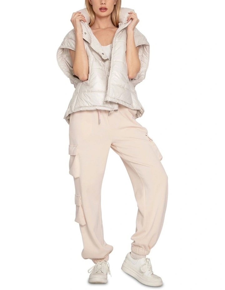 Hypnotized Quilted Puffer Vest in Cream image 4