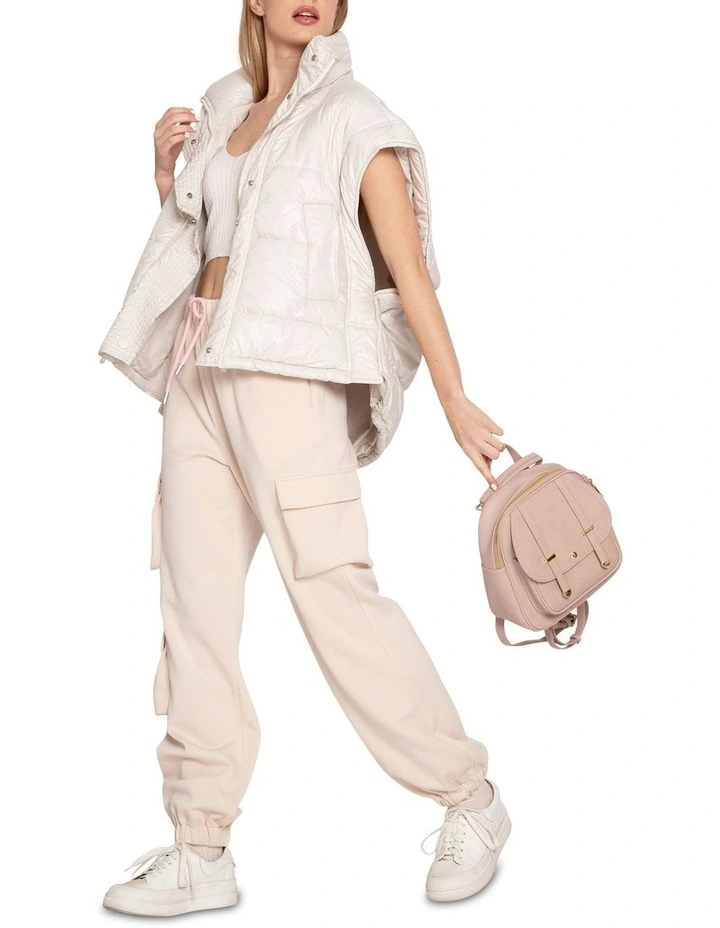 Hypnotized Quilted Puffer Vest in Cream image 7