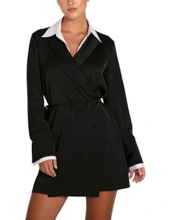 Make Me Feel Layered Shirt Dress in Black