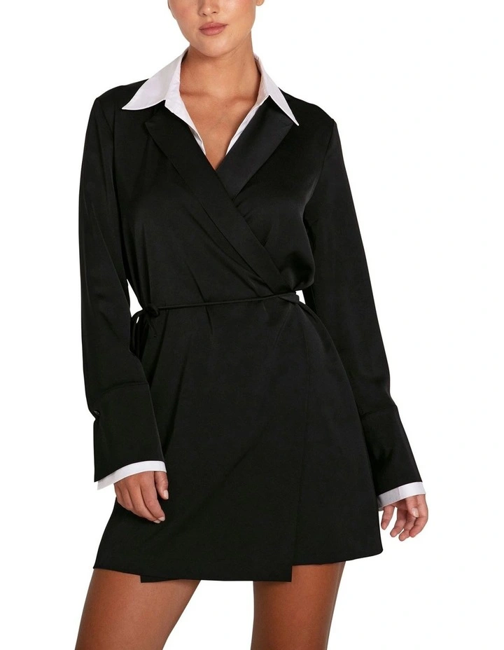 Make Me Feel Layered Shirt Dress in Black image 1