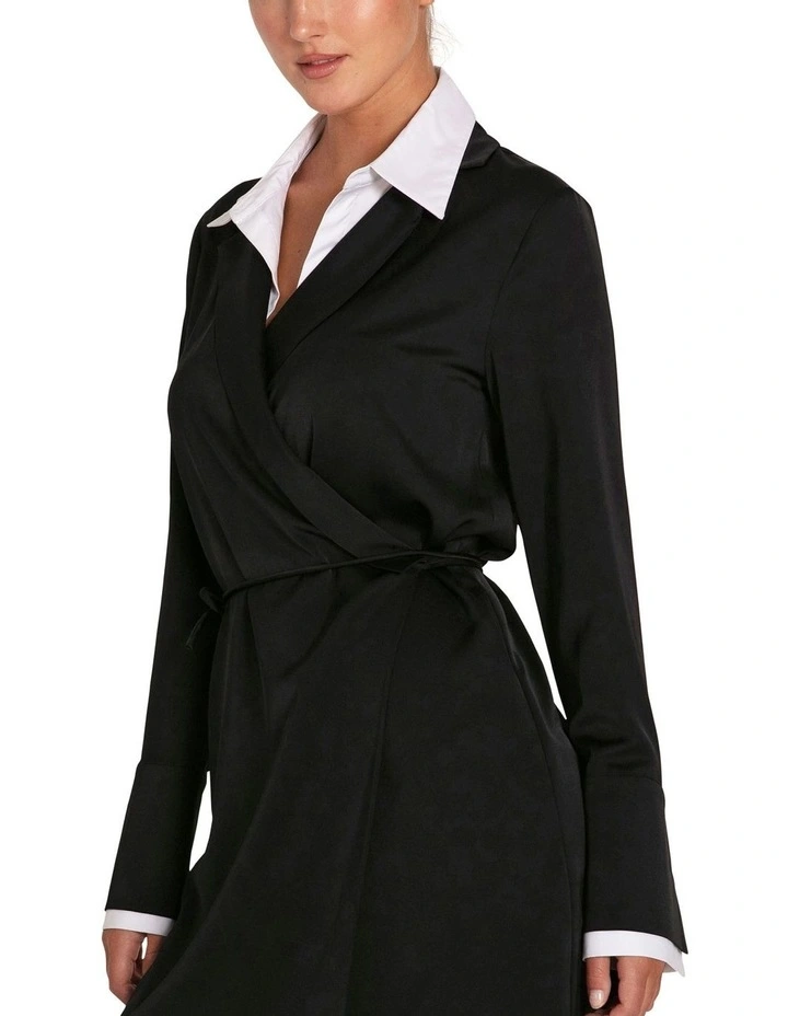 Make Me Feel Layered Shirt Dress in Black image 2