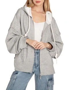 No Ordinary Love Zip Hoodie in Grey Marle