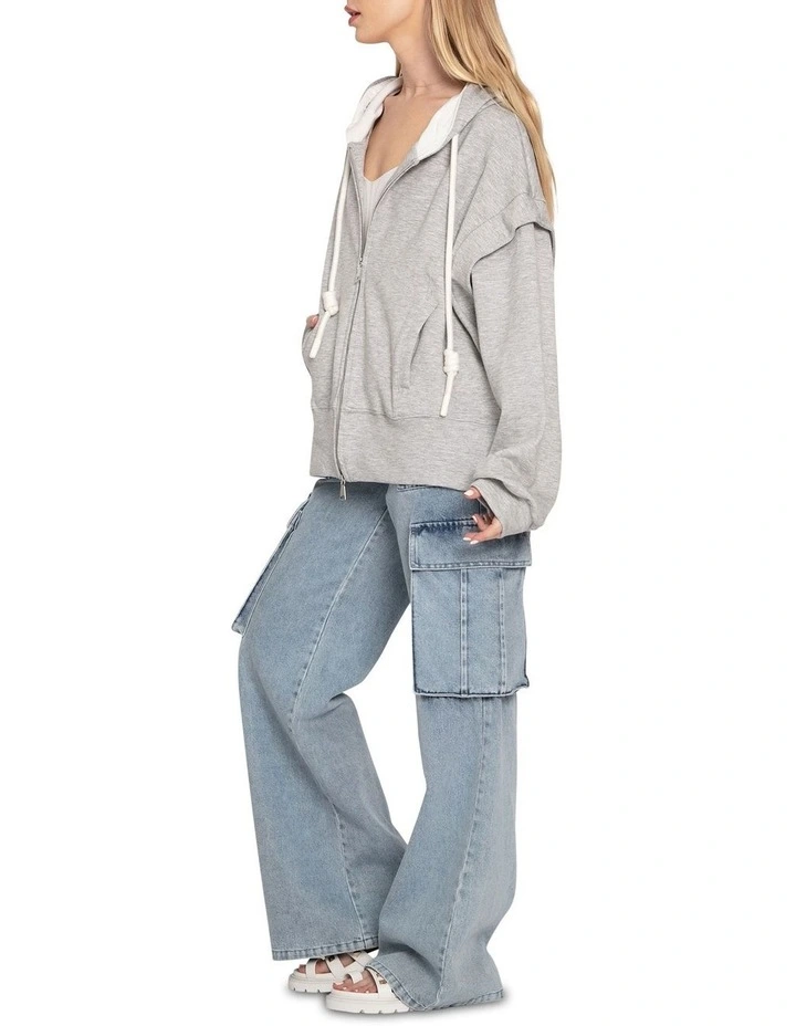 No Ordinary Love Zip Hoodie in Grey Marle image 3