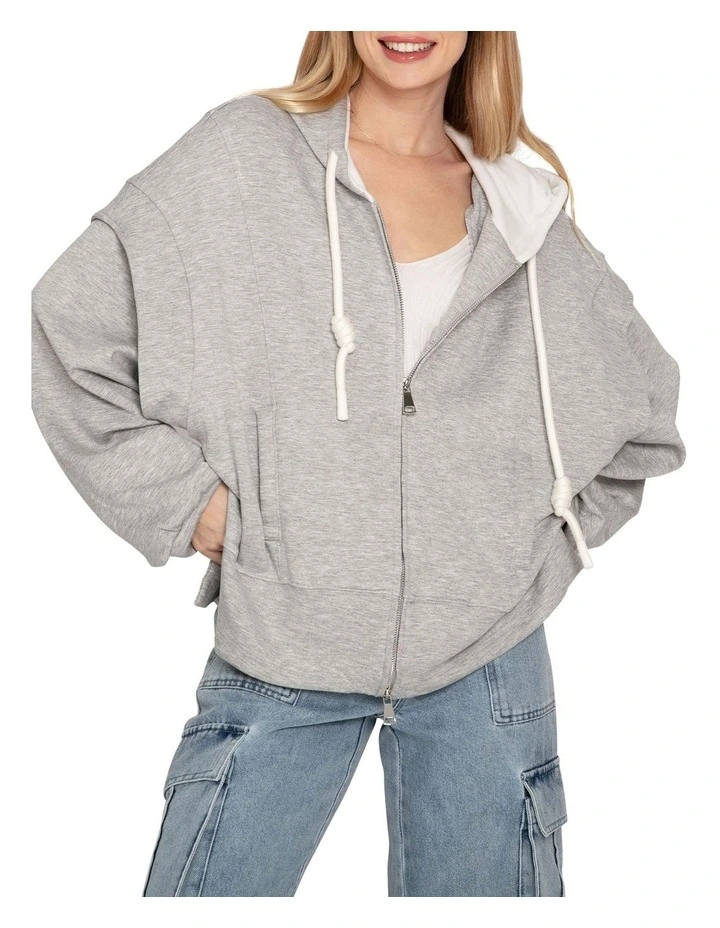 No Ordinary Love Zip Hoodie in Grey Marle image 4