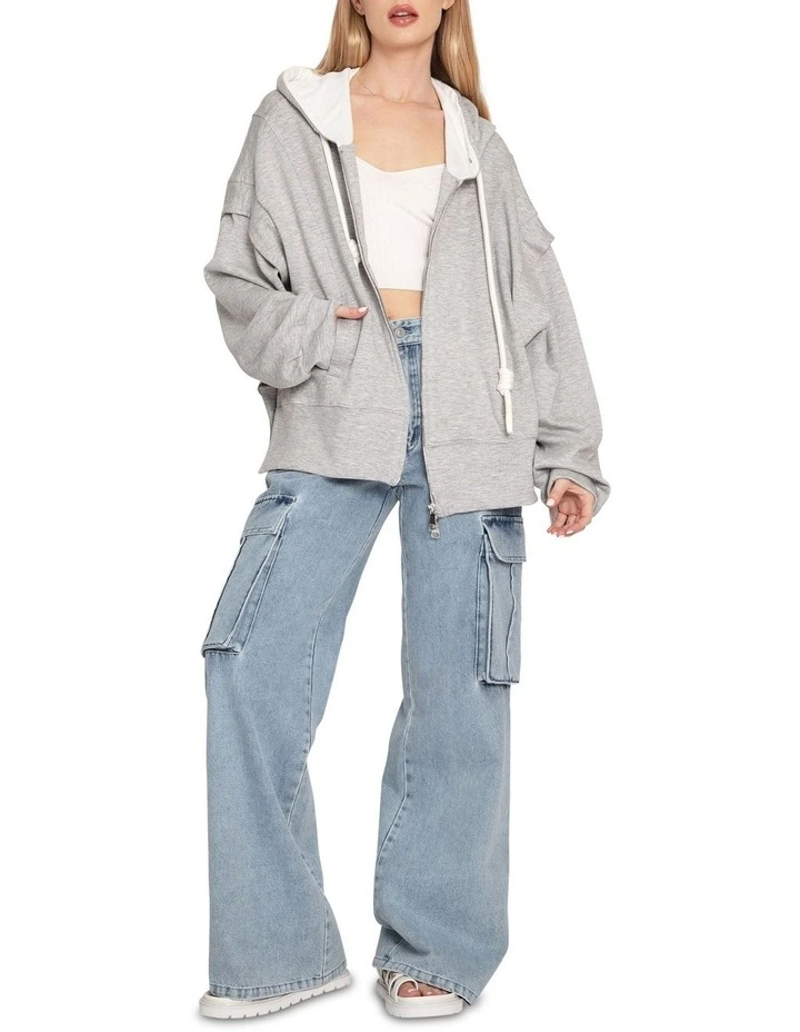No Ordinary Love Zip Hoodie in Grey Marle image 6