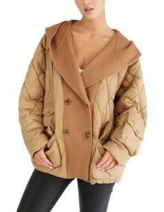 Only You Quilted Utility Jacket in Camel