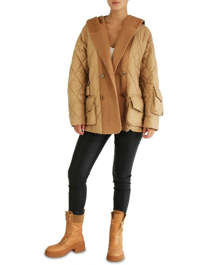 Only You Quilted Utility Jacket in Camel image 4