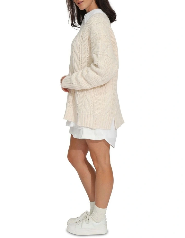 Perfect Me Oversized Crew Sweater in Beige image 2