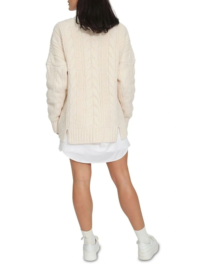 Perfect Me Oversized Crew Sweater in Beige image 3