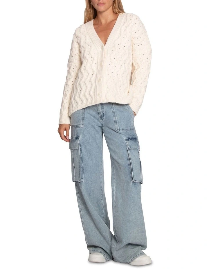 Sugar Plum Chunky Cardigan in Cream image 5