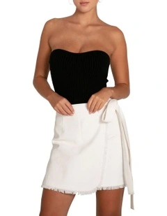 There She Goes Frayed Edge Skirt in Cream
