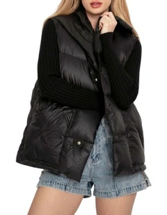 Over My Head Hooded Puffer Vest in Black