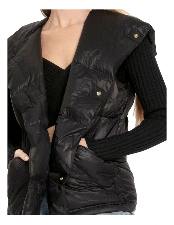 Over My Head Hooded Puffer Vest in Black image 4