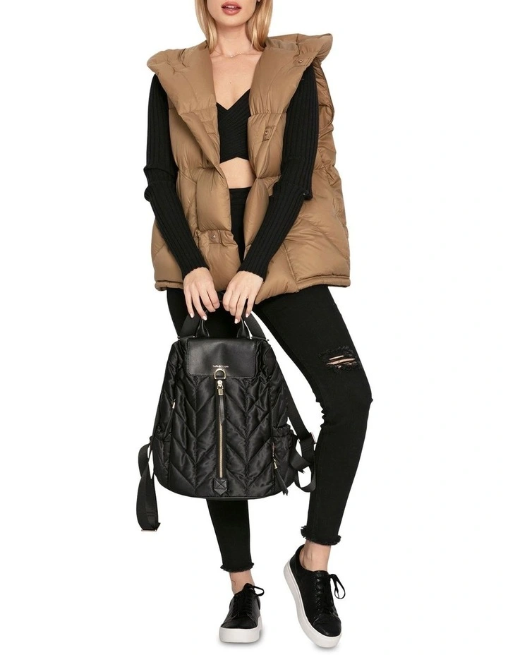Over My Head Hooded Puffer Vest in Khaki image 5