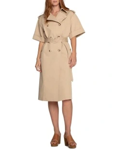Dust And Daring Trench Style Dress in Camel
