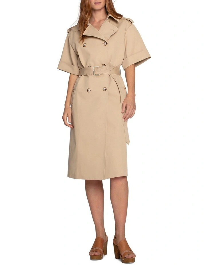 Dust And Daring Trench Style Dress in Camel image 1