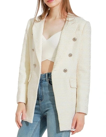 Princess Polina Tweed Blazer in Cream
