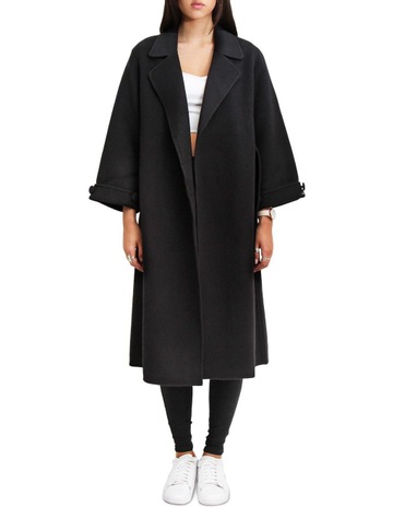 Stay Wild Black Wool Oversized Coat