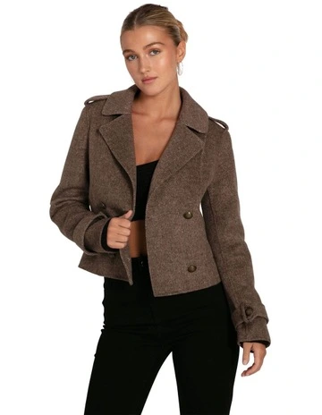 Better Off Military Peacoat in Walnut