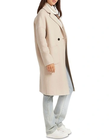 Publisher Double-Breasted Wool Blend Coat in Beige