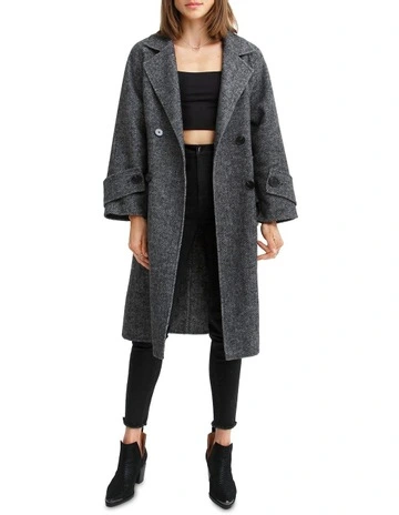 Rumour Has It Oversized Wool Blend Coat in Charcoal