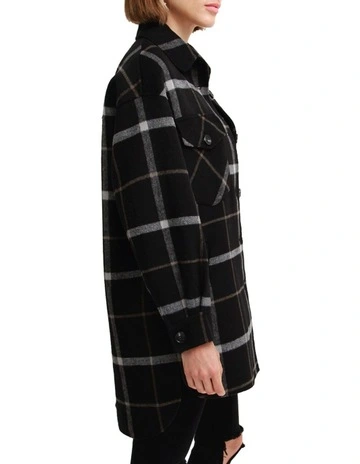 River's Edge Plaid Shacket Nearly Black